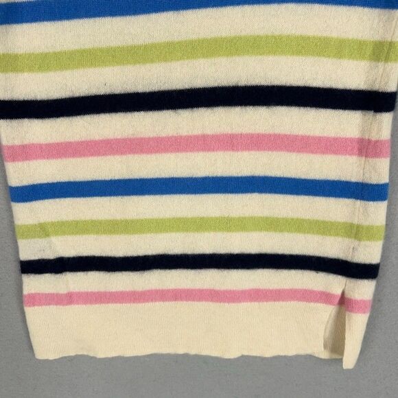 Saks Fifth Avenue Sweater Womens Small Cream Pink Blue Striped Cashmere Luxury - Picture 8 of 13